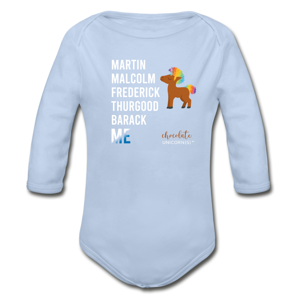THE LEGACY CONTINUES Organic Long Sleeve Baby Bodysuit - sky