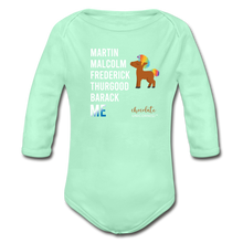 Load image into Gallery viewer, THE LEGACY CONTINUES Organic Long Sleeve Baby Bodysuit - light mint
