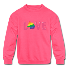 Load image into Gallery viewer, LOVE Kids&#39; Crewneck Sweatshirt - neon pink

