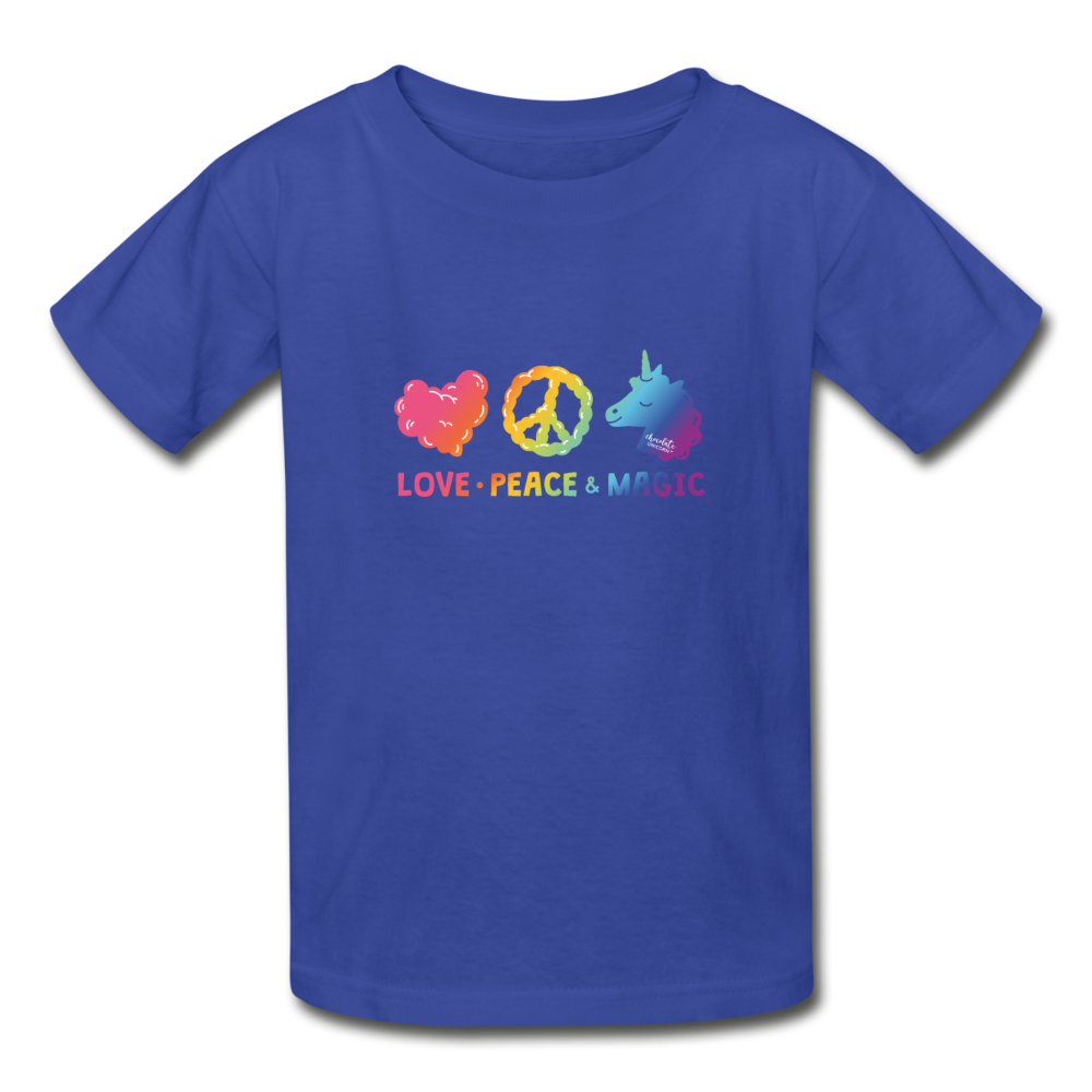 LOVE, PEACE, & MAGIC Hanes Youth Tagless T-Shirt - royal blue