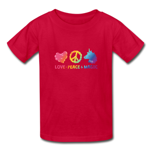 LOVE, PEACE, & MAGIC Hanes Youth Tagless T-Shirt - red