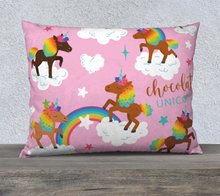 Load image into Gallery viewer, Chocolate Unicorn Pillow Case 26&quot; x 20&quot;
