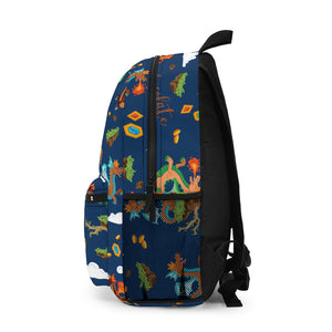 Navy Chocolate Dragon Backpack (Side Cup Holder)