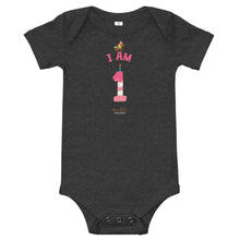 Load image into Gallery viewer, Chocolate Unicorn - I&#39;m 1 (plain) Baby short sleeve one piece
