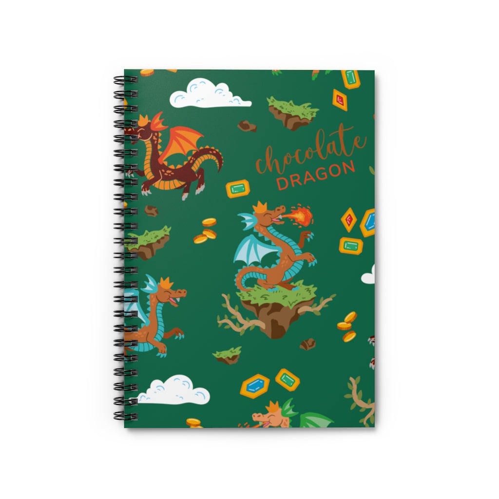 Chocolate Dragon (Green) Spiral Notebook - Ruled Line