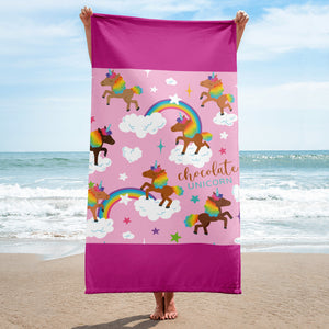 Chocolate Unicorn Beach Towel