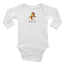 Load image into Gallery viewer, Chocolate Unicorn Infant Long Sleeve Bodysuit

