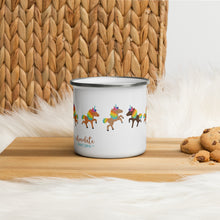 Load image into Gallery viewer, Chocolate Unicorn Parade Enamel Mug
