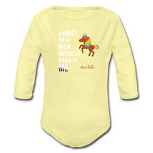 Load image into Gallery viewer, THE LEGACY CONTINUES Organic Long Sleeve Baby Bodysuit - washed yellow
