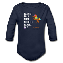 Load image into Gallery viewer, THE LEGACY CONTINUES Organic Long Sleeve Baby Bodysuit - dark navy
