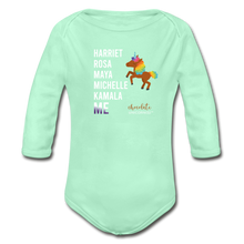 Load image into Gallery viewer, THE LEGACY CONTINUES Organic Long Sleeve Baby Bodysuit - light mint
