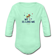 Load image into Gallery viewer, MY VP IS LIKE ME Organic Long Sleeve Baby Bodysuit - light mint
