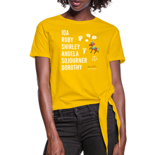 Load image into Gallery viewer, Our POLITICAL Trailblazers BHM Collection Women&#39;s Knotted T-Shirt - sun yellow

