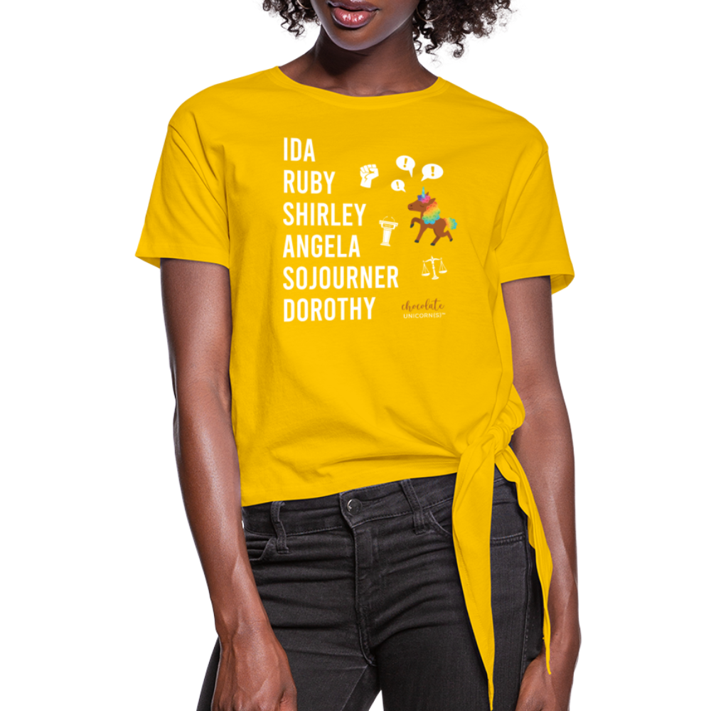 Our POLITICAL Trailblazers BHM Collection Women's Knotted T-Shirt - sun yellow