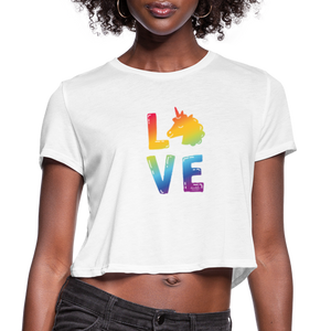 LOVE IS LOVE Women's Cropped T-Shirt - white