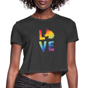 LOVE IS LOVE Women's Cropped T-Shirt - deep heather