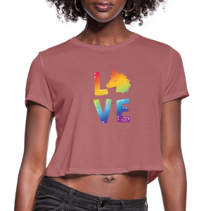 LOVE IS LOVE Women's Cropped T-Shirt - mauve
