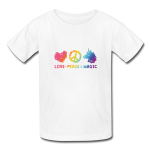 LOVE, PEACE, & MAGIC Hanes Youth Tagless T-Shirt - white