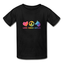 Load image into Gallery viewer, LOVE, PEACE, &amp; MAGIC Hanes Youth Tagless T-Shirt - black
