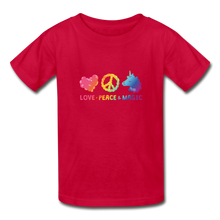 Load image into Gallery viewer, LOVE, PEACE, &amp; MAGIC Hanes Youth Tagless T-Shirt - red
