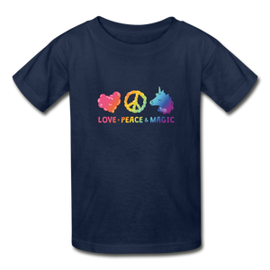 LOVE, PEACE, & MAGIC Hanes Youth Tagless T-Shirt - navy