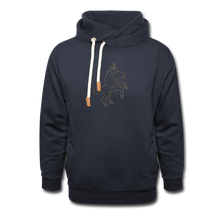 Load image into Gallery viewer, The Unicorn Outline Shawl Collar Hoodie - navy
