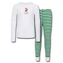 Load image into Gallery viewer, Holiday Unicorn (Male) Kids’ Pajama Set - white/green stripe
