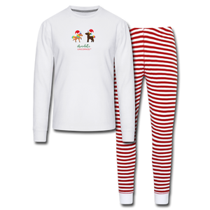 Holiday Unicorns Unisex Pajama Set - white/red stripe
