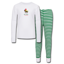 Load image into Gallery viewer, Holiday Unicorn (Female) Kids’ Pajama Set - white/green stripe

