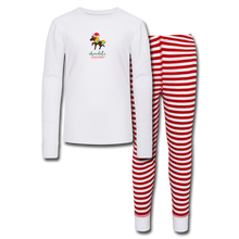 Load image into Gallery viewer, Holiday Unicorn (Female) Kids’ Pajama Set - white/red stripe
