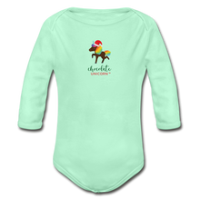 Load image into Gallery viewer, 2021 Holiday Unicorn Organic Long Sleeve Baby Bodysuit - light mint
