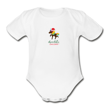 Load image into Gallery viewer, 2021 Holiday Unicorn Organic Short Sleeve Baby Bodysuit - white
