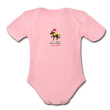 Load image into Gallery viewer, 2021 Holiday Unicorn Organic Short Sleeve Baby Bodysuit - light pink
