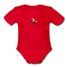 Load image into Gallery viewer, 2021 Holiday Unicorn Organic Short Sleeve Baby Bodysuit - red
