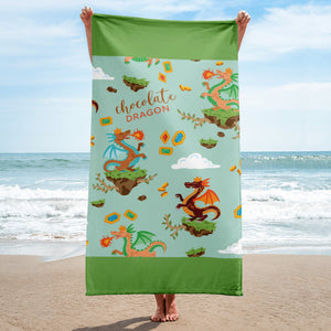 Chocolate Dragon Signature Pattern Beach Towel (Green)